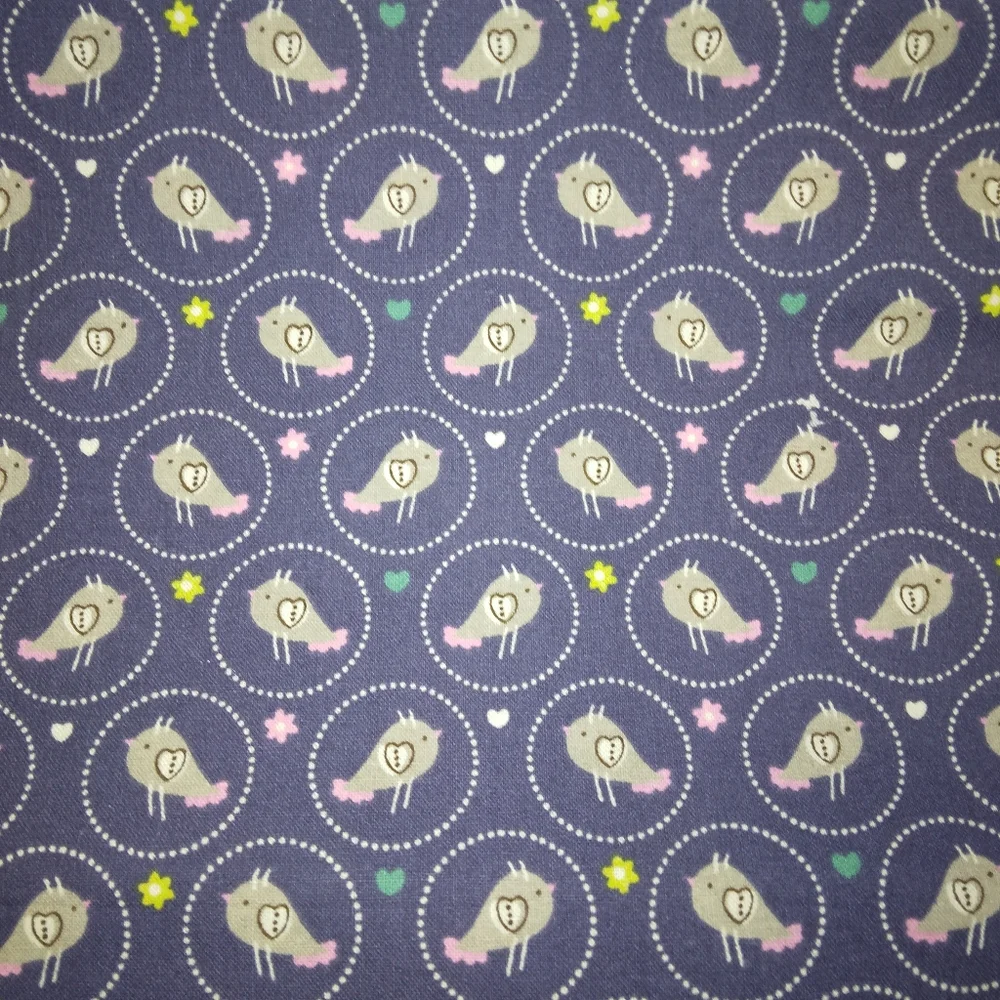 FABRIC Scandinavian Style sweet little birds arranged on blue, 1 yd